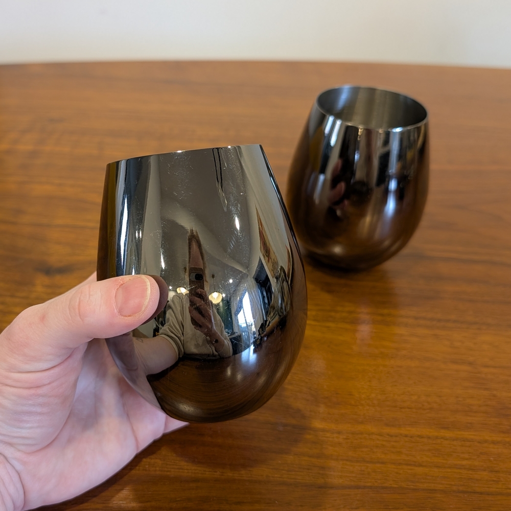 Preloved Viski 6455 Warren: Gunmetal Black Stemless Wine Glasses (Set Of 2) - Picture 5 of 7
